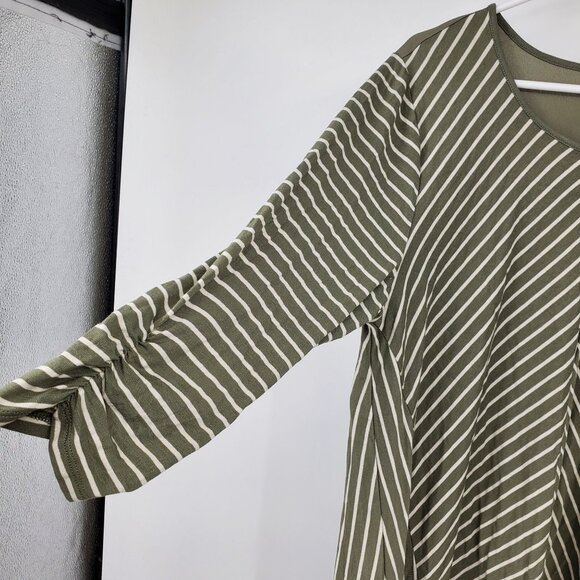 Chico's Fresh Striped Green and White Women's Blouse Top Shirt Large - Picture 4 of 10